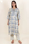 Tussar Cotton Kurta Pant And Dupatta Set With Block Print
